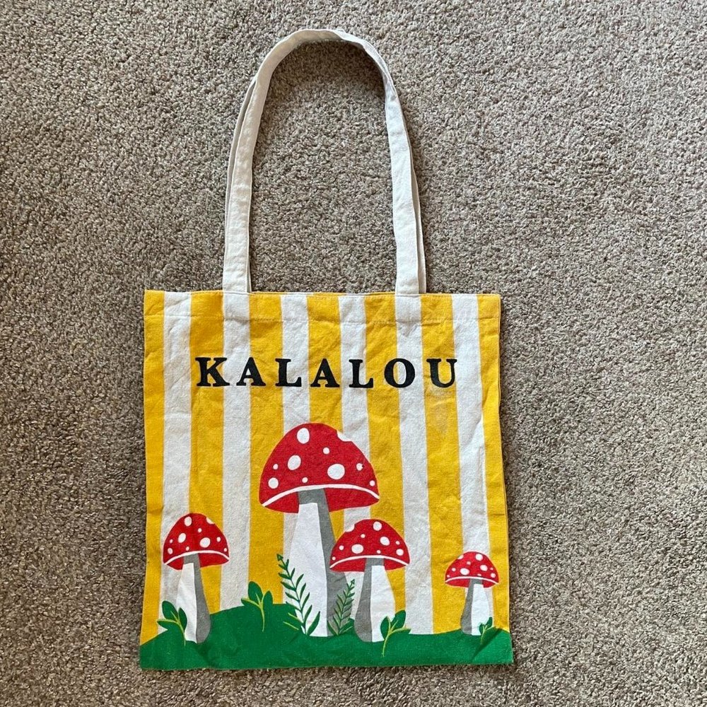 Kalalou Striped Mushroom Tote Bag
